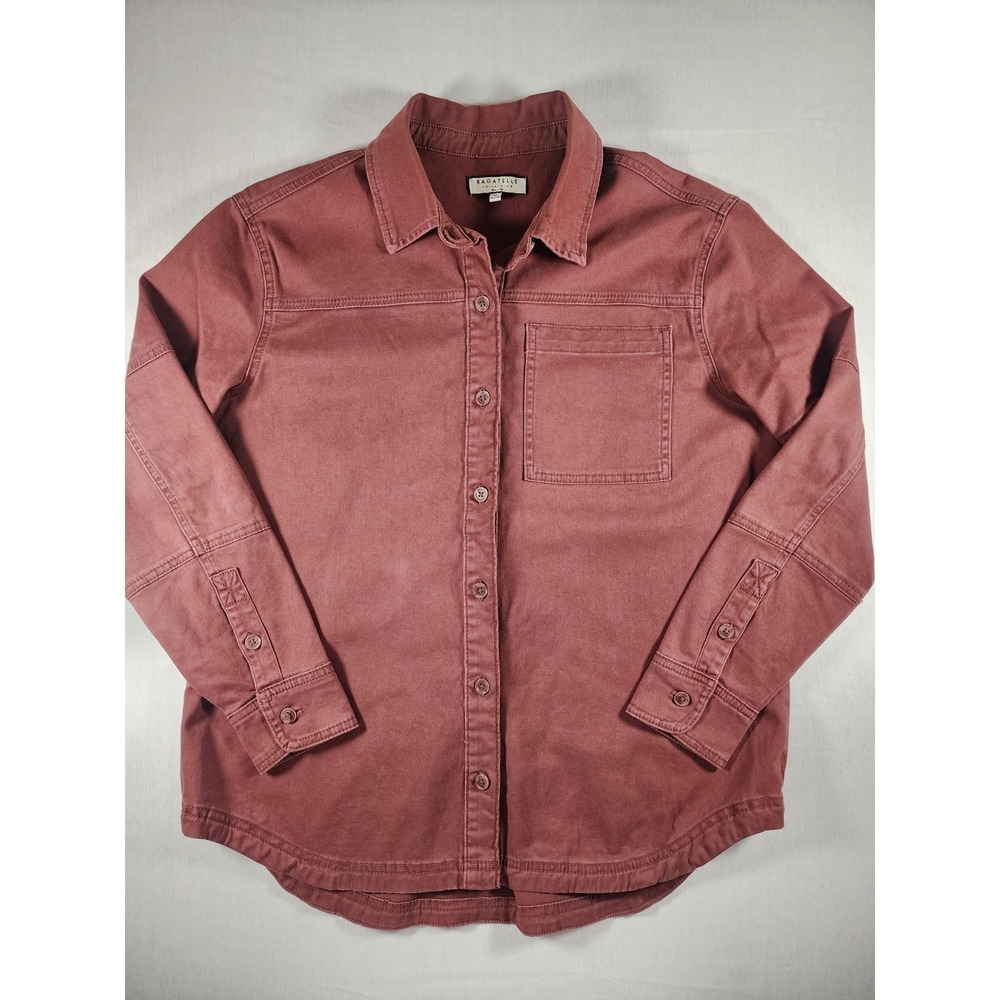 Bagatelle Collection Terracotta Button Down Shirt Jacket Women Medium Rose Twill